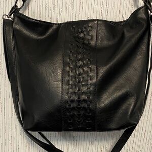 Sam & Hadley Braided Faux Leather Double Handle with Crossbody Strap Bag